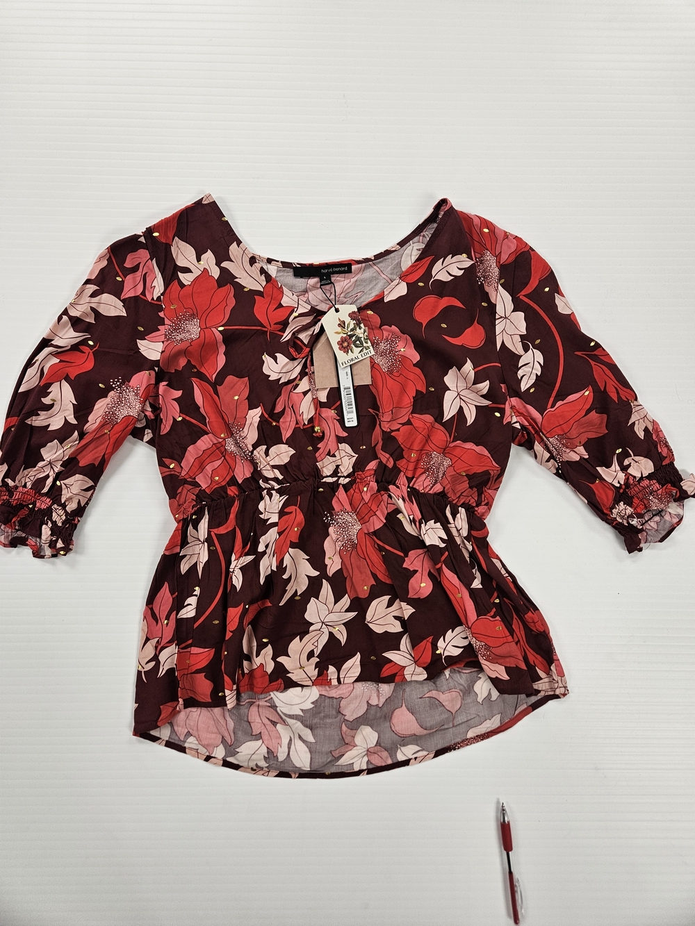 Harve Benard Floral Peplum Blouse - Red & Pink